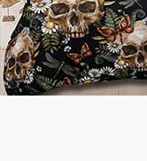 ArtisticHome Gothic Skull Duvet Cover Set Single Size, Butterfly Daisy Comforter Cover for Adults...