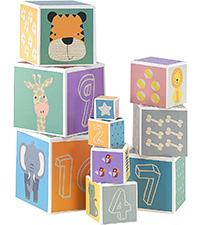 The Magic Toy Shop Kids Baby Nesting & Stacking Colourful Blocks Set with Numbers