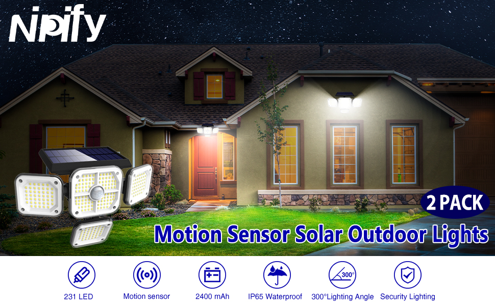 2pack motion sensor solar lights