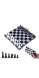 mini Chess Set, Black and White Pieces