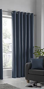 navy blue light reducing eyelet curtains