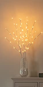 30 Inch 60 LED Lighted White Willow Twig Branches