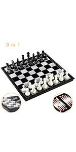 3-in-1 Travel Folding Chess Set