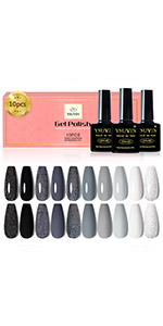 white&black gel nail polish