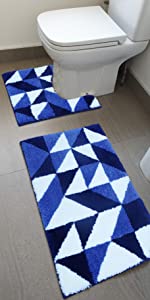 blue bath mat set
