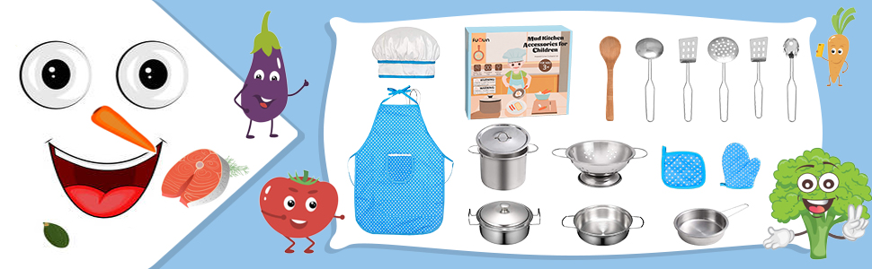 childrens pan set cooking set mud kitchen accessories for children stainless steel kitchen toys