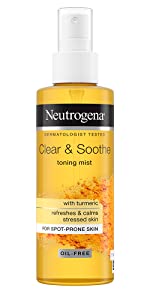 neutrogena, turmeric, clear & soothe, irritated, red skin, spot-prone, moisturiser, toner, cleanser
