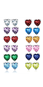 Sterling Silver Birthstone Stud Earrings