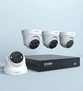 ZOSI 4K PoE CCTV Camera Systems, 16CH Ultra HD 8MP NVR with 4TB HDD, 8X8MP Outdoor Waterproof PoE...