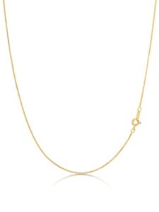 KEZEF 18ct Gold Plated Chain 925 Sterling Silver Box Chain Gold Plated Necklace for Women Girls Men - Made in Italy 12"- 40" Length