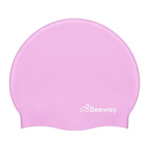 BEEWAY Swimming Cap Adult - Silicone Swim Hat Unisex Men Women - Comfortable Fit