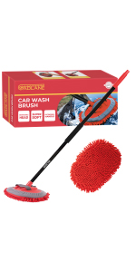 GADLANE 2 in 1 Car Wash Brush Microfibre Mop Head Car Wash Mitt with Collapsible 62