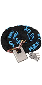Heavy Duty Bike or Motorcycle Chain - Anti-Theft 10mm x 1.2m Security Chain and Lock with 5 Keys