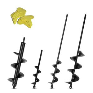 Auger Drill Bit for Planting 4pcs Garden Auger Spiral Drill Bit Bulb Planter Auger Post Hole Digger Garden Spiral Hole Drill Planter Soil Auger Planting Auger for Hex Driver Drill Solid Shaf
