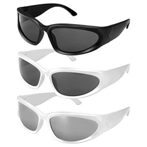 3Pcs Wrap Around Sport Sunglasses