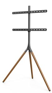 Ultimate Mounts Studio Easel Tripod TV Stand for 40-65 inch TVs upto VESA 600x400 Max weight 30kg Dark Wood and Black with Height Adjustable and Rotatio