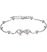 VONALA 925 Sterling Silver Sister Anklet Bracelets, Heart Pendent with Crystals Infinity Jeweller...