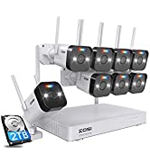 ZOSI 8CH 2K 3MP Battery Powered Wireless Security Camera System, 4 x Wire-Free Outdoor Camera wit...