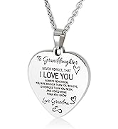 HAYOUWAY Daughter Necklace Gifts with Message from Mum Dad, Granddaughter Necklace Love Heart Nec...