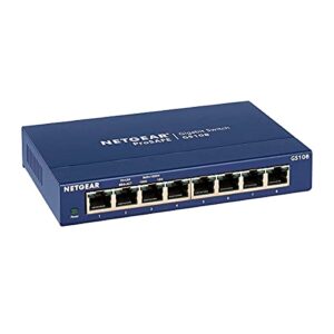 NETGEAR 8 Port Gigabit Network Switch GS108 | Ethernet Switch | Ethernet Splitter | Plug-and-Play | Silent Operation | Desktop or Wall Mou