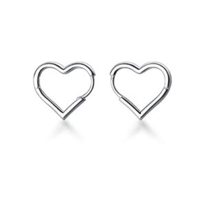 SLUYNZ 925 Sterling Silver 1.6CM Heart Hoop Earrings for Women Teen Girls Sweet Love Heart Earrings Drop