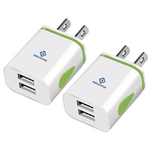 Pipestation® US 2 Pin to USB Plug Travel Adapter Charger – 2 Pack | USA Wall Adaptor with 2 USB Ports | American Universal America Power Charging for iPhone Samsung Smartphones Shaver Toothbrush