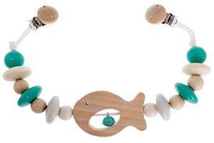Hess Wooden Toy 12967 - Pram Chain Fish Chain for Pram or Baby Car Seat from 0 Months Natural Turquoise Approx. 49 x 7 x 3.5 cm