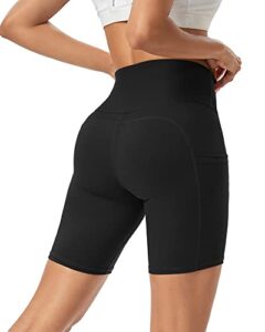 Promover Women's Sports Biker Yoga Shorts Running Pants High Waisted Leggings with Pockets Tummy Control 4 Way Stretch Yoga Leggings Compression Shorts Non See Through Workout Cycling Summer Hot Pants