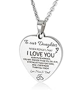 HAYOUWAY Daughter Necklace Gifts with Message from Mum Dad, Granddaughter Necklace Love Heart Nec...