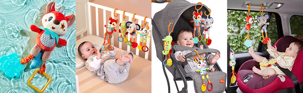 black and white hanging baby toys