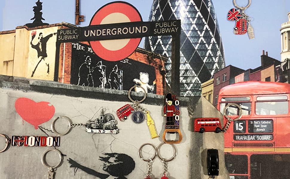 London Keychain Keyrings Key Chain Ring Tags GB Icon Brelock Souvenir England Union Bus Tower UK