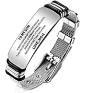 HAYOUWAY Son Bracelet Gifts from Mum Dad, Personalised Gifts for Men To My Son Grandson Bracelet,...