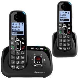 Amplicomms BigTel 1582 Cordless Big Button Phone for Elderly with Answer Machine Plus Additional Handset - Loud Phones for Hard of Hearing - Hearing Aid Compatible Phones - Cordless Number Telephone