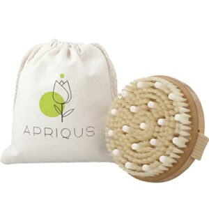 Apriqus Wet & Dry Brushing Body Brush with Carry Bag | Natural Bristle Dry Body Exfoliator Brush for Lympathatic Drainage