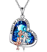 VONALA Sister Necklace, 925 Sterling Silver Heart Necklaces Jewellery Birthday Gifts for Women, E...