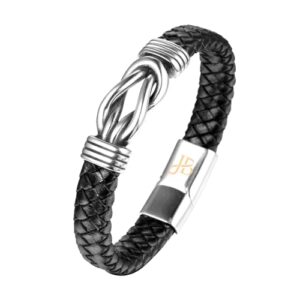 Jewellbox Men's Infinity Knot Leather Bracelet