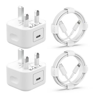 [Apple MFi Certified] 2Pack 20W PD USB C Power Adapter with 2Pack Fast Charging Cabe