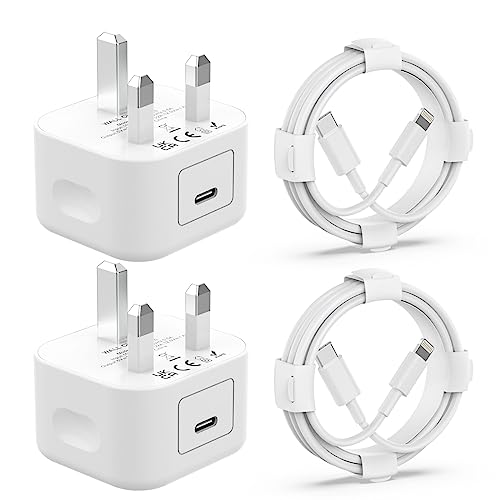 [Apple MFi Certified] 2Pack 20W PD USB C Power Adapter with 2Pack Fast Charging Cabe