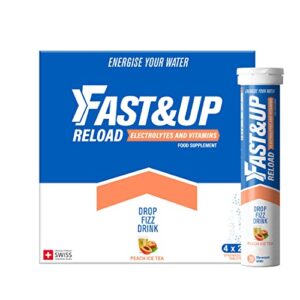 Fast&Up Reload – Instant Hydration and Electrolytes Replenishment - Saver Multipack - 80 Effervescent Tablets (4 x 20) - Peach Ice Tea