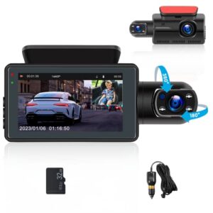 Hikity Dash Cam Front and Rear 1440P Dash Camera with 32GB SD Card