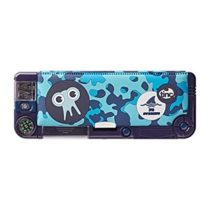 Tinc Pop-Out Compartment School Pencil Case - Blue - Includes Pencil with Eraser Topper