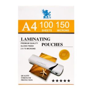 H&S 100 x A4 Laminating Pouches 150 Micron (2 x 75 Micron) Gloss Laminator Pouches Sheets Glossy Laminate Pouch