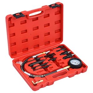 idaXL 12 Piece Diesel Compression Gauge Test Kit Car Vehicle Hand Tools Compression Testers Pressure Tester Kits Garage Equipme