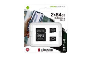 Kingston Canvas Select Plus microSD Card SDCS2/64 GB-2P1A Class 10 (2 x cards