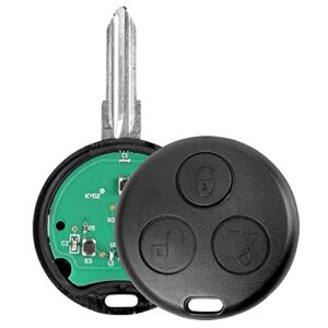 ASOOLL Replacement 3 Buttons Keyless Entry Remote Control Car Replacement Key Fob Fits for Smart City 2000-2004 / Smart ForTwo 2003-2005 / Smart Passion 2000-2004 / Smart Pulse 2000-2004 (433MHZ)