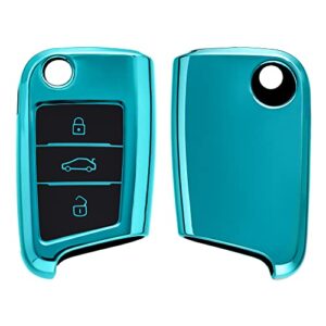 kwmobile Key Cover Compatible with VW Golf 7 MK7 - Teal High Gloss