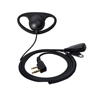 UAYESOK 2 Pin D-Shape Earpiece Walkie Talkie Headset with PTT Mic Microphone for Baofeng UV-5R UV-5RA 777 888S UV-82 Kenwood TH-22A TH-22AT TH-22E TH-25 WOUXUN HYT PUXING 2 Way Radio (1 Pack)