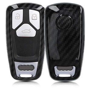 kwmobile Car Key Cover Compatible with Audi 3 Button Car Key Smart Key (only Keyless Go) - Hard Case - Carbon Black