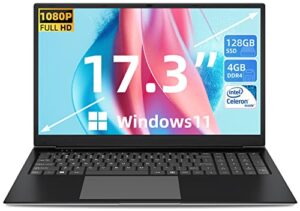 SGIN 17.3 Inch Laptop Windows 11 4GB DDR4 128GB SSD