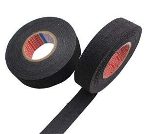 Liuer 2PCS Black Wiring Harness Kit Tape Temperature Resistance -40~105 ℃ Car Auto Vehicle Cloth Fabric Wire Harness Tape(19 mm X 15 Meters